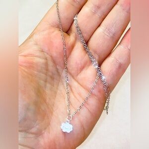 Silver Necklace with White Smiling Cloud ☁️ Pendant